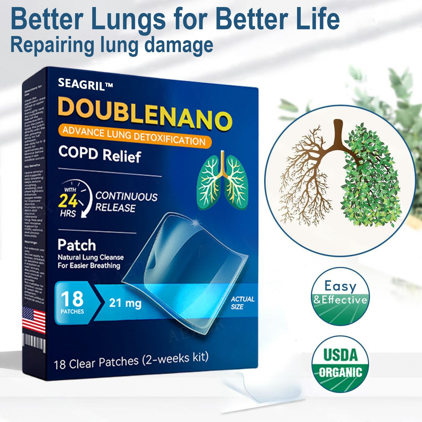 FDA Approved SEAGRIL™ DoubleNano COPD Relief Patch (💝 Cough, wheezing, shortness of breath, sputum, stuffy nose, bronchitis, bronchitis, allergy symptoms, lung discomfort)