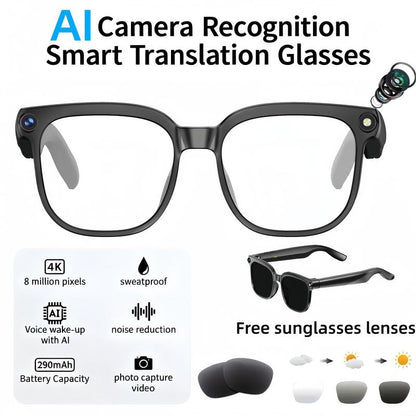 Smart AI Camera Glasses with 8MP Photochromic Lenses