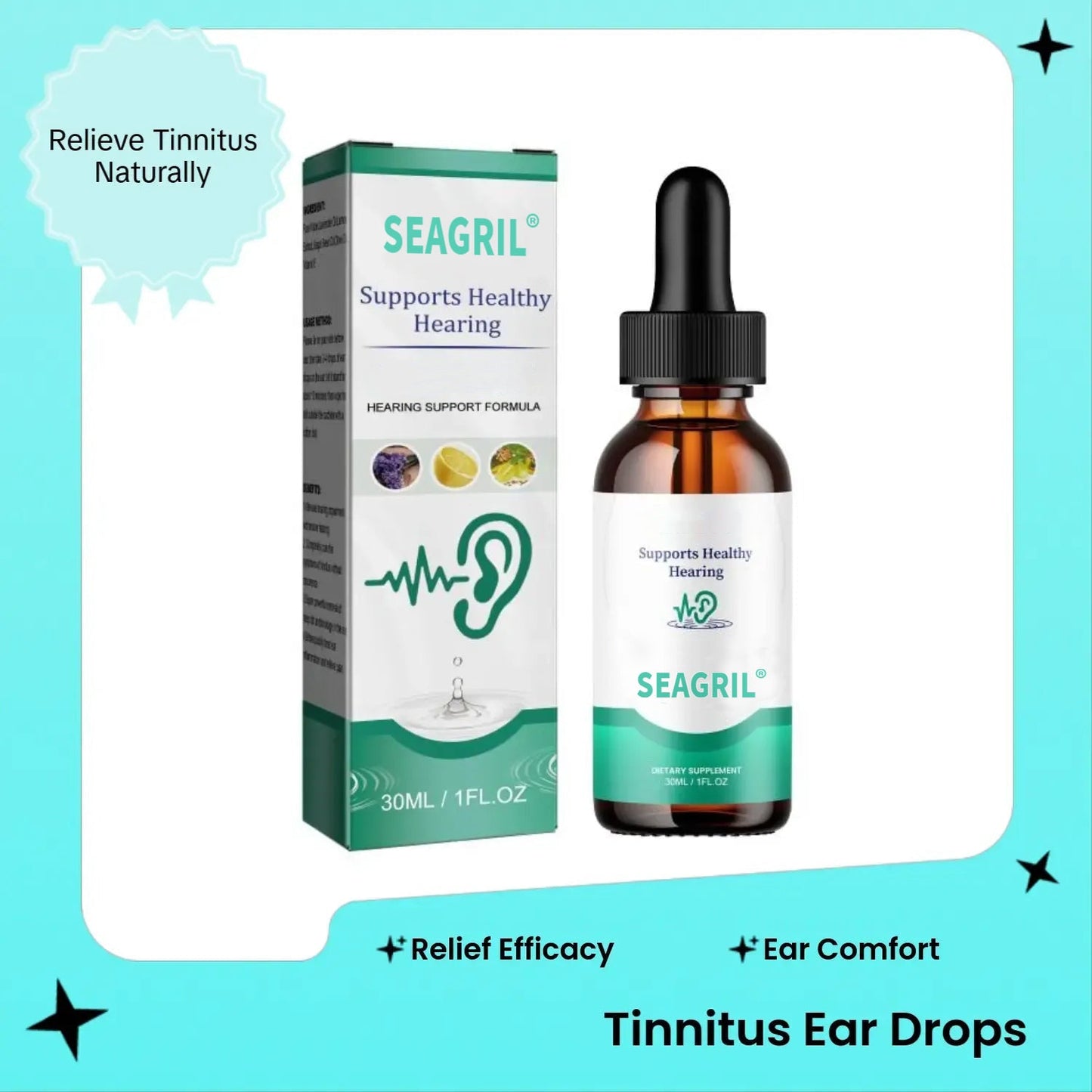 SEAGRIL Tinnitus Ear Drops for Clear Ears and Ultimate Comfort – Unlock Instant Relief from Tinnitus and Ear Discomfort🎶