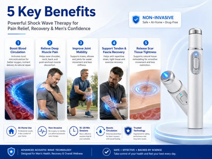 Next-Generation Acoustic Wave Therapy restores penile tissue health to enhance rise rigidity, stamina, and male performance confidence, relieving muscle pain, joint stiffness, tendon discomfort📈