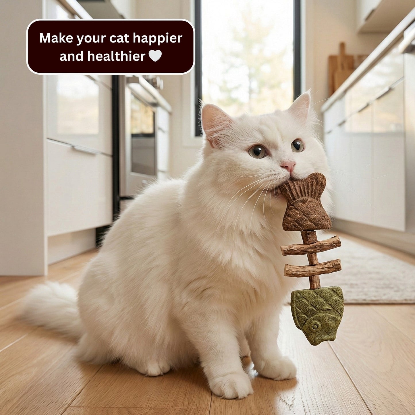 3-in-1 Natural Catnip & Silvervine Fish Chew Toy for Indoor Cats