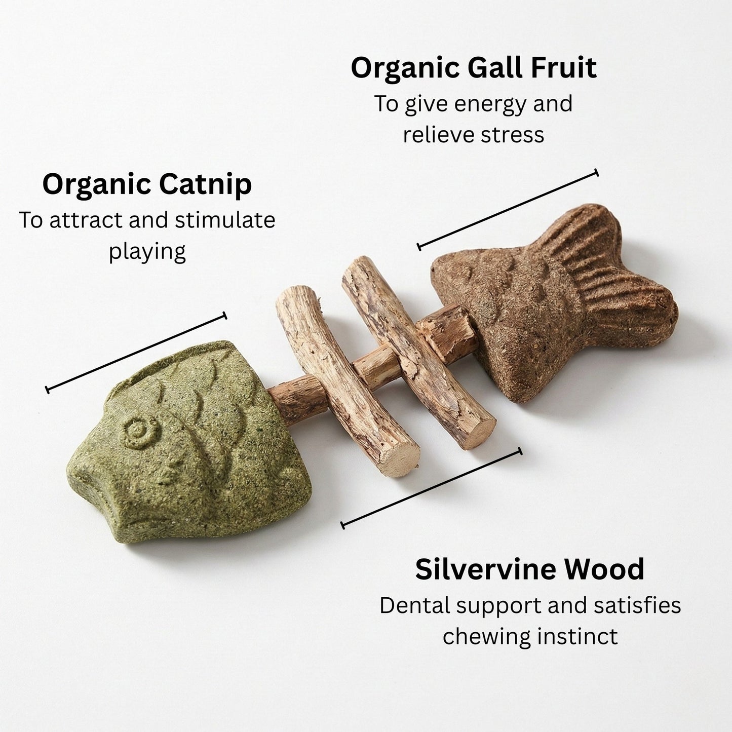 3-in-1 Natural Catnip & Silvervine Fish Chew Toy for Indoor Cats