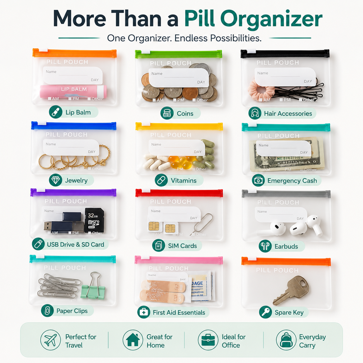 Tiworld– Waterproof Weekly Pill Organizer