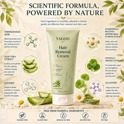 Yagoo™ Natural Gentle Hair Removal Cream | For Women & Men, Sensitive Skin