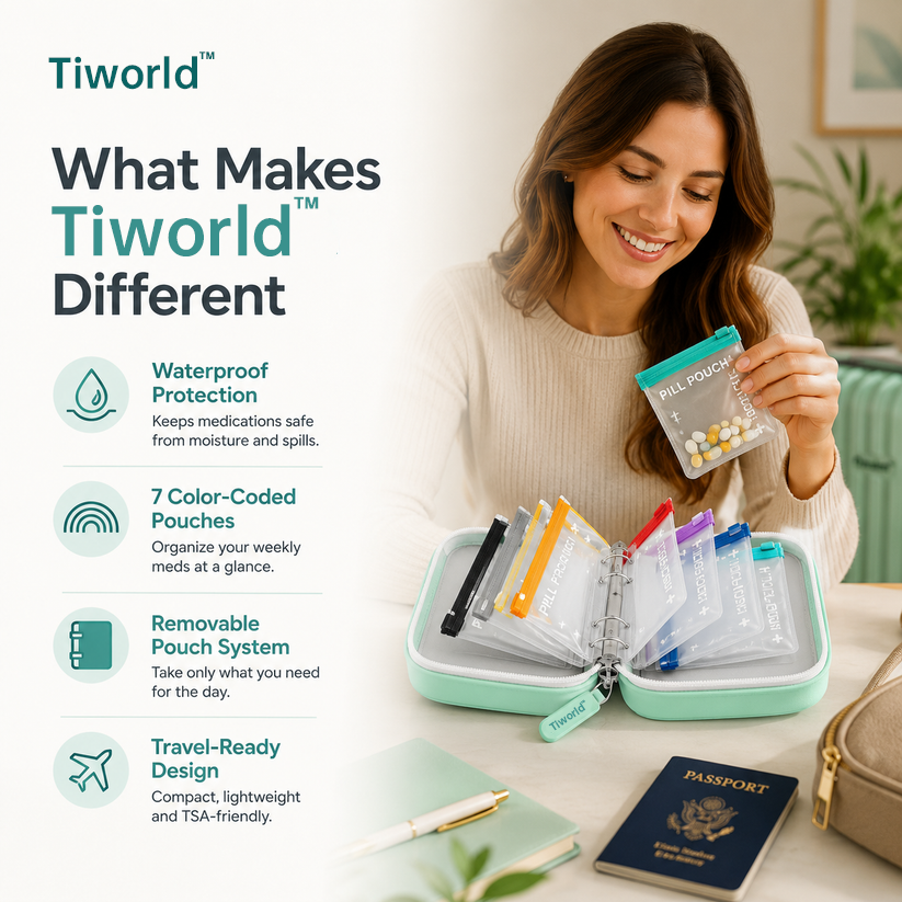 Tiworld– Waterproof Weekly Pill Organizer