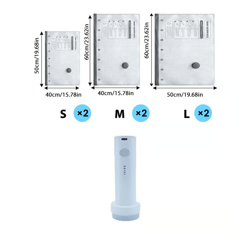 Cordless Travel Vacuum Bag Set for Space-Saving Packing