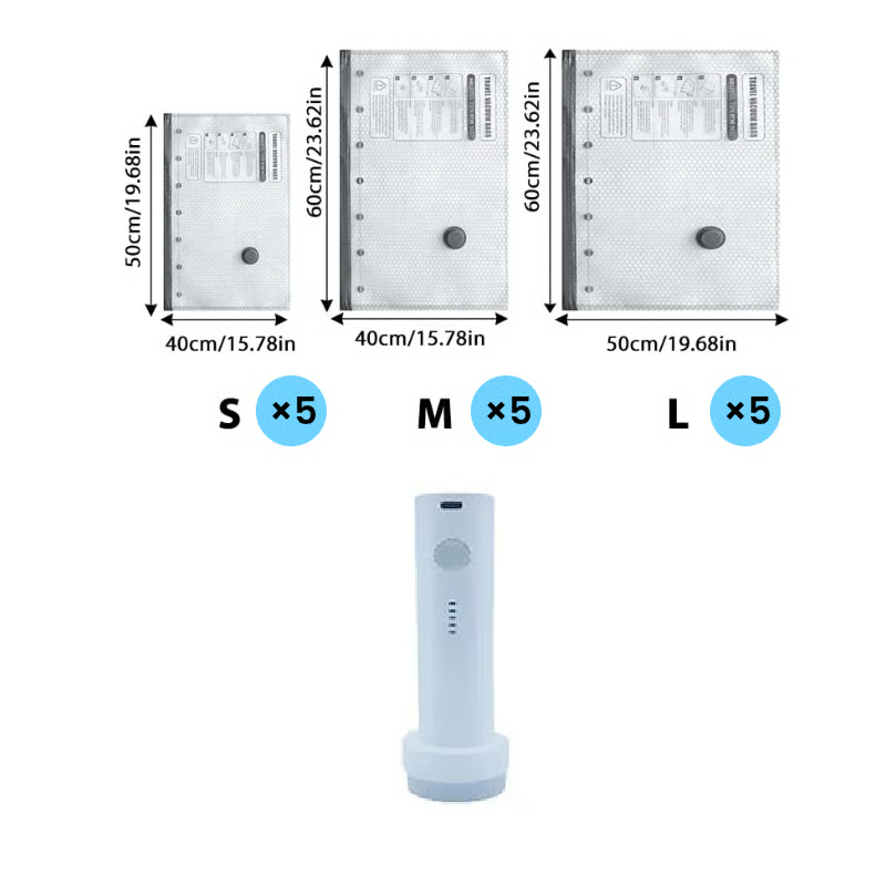Cordless Travel Vacuum Bag Set for Space-Saving Packing