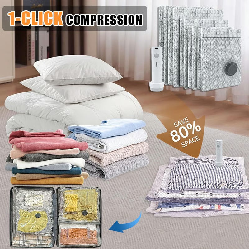 Cordless Travel Vacuum Bag Set for Space-Saving Packing